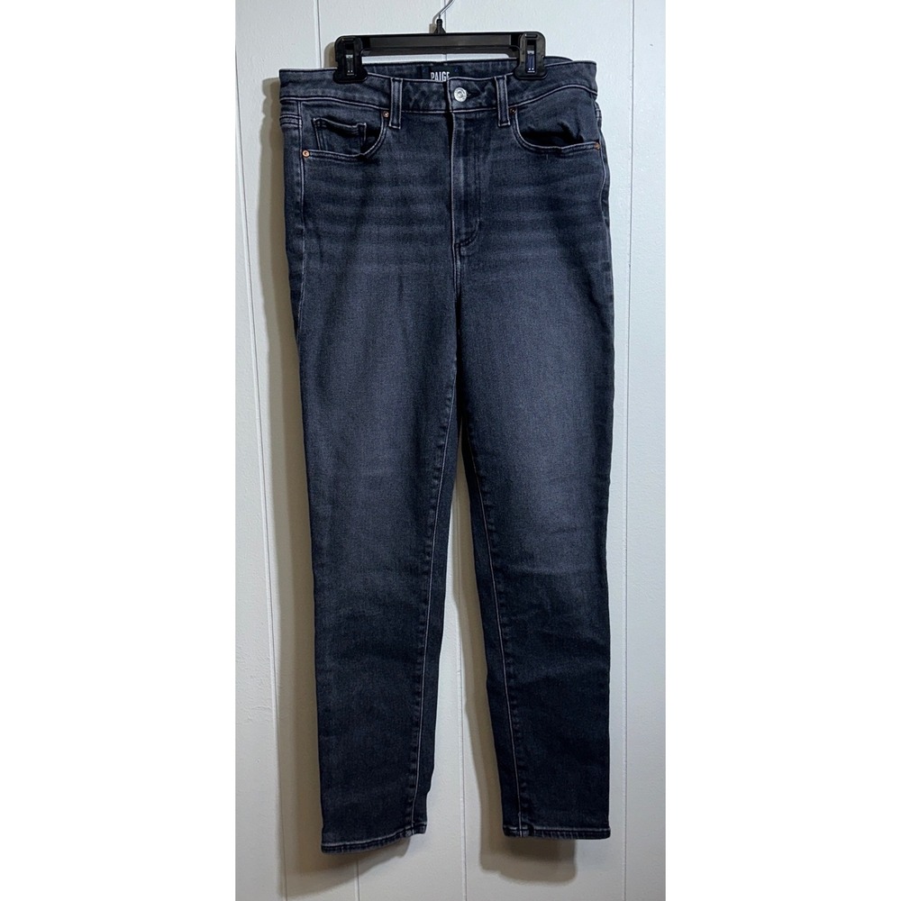 Paige Gemma High Rise Skinny Jeans Womens 30 Washed Black Faded Stretch Denim